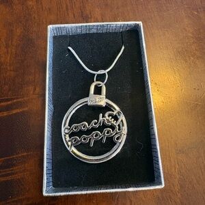 Coach Poppy Circle Pendant Necklace in Silver
